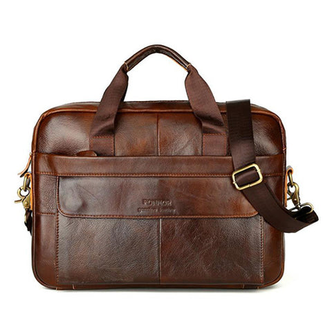 FONMOR brand Vintage men's Genuine leather handbag