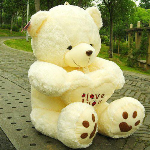 Gros Nounours blanche 50cm avec un coeur  "I love you"